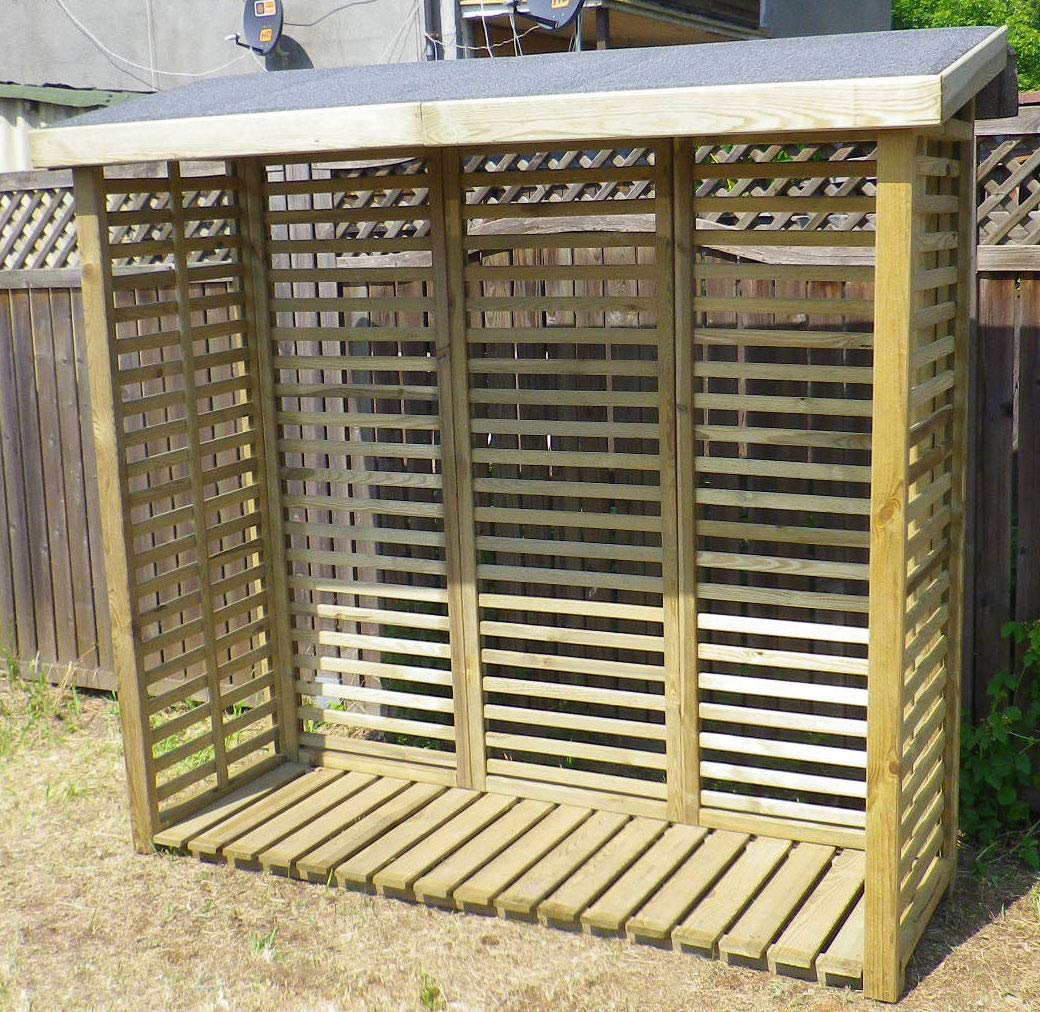 Gartenpirat Holzunterstand für Kaminholz aussen mit Rückwand – Kaminholzregal für 2 m³ Holz – 208 x 200 x 75 cm