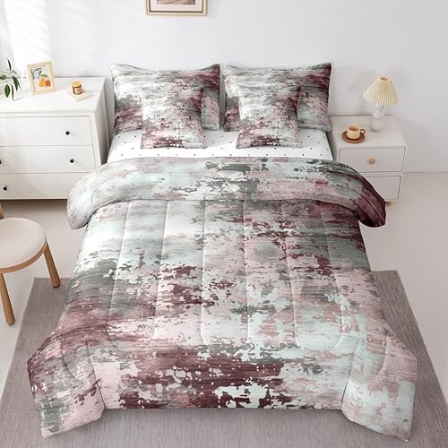 Erosebridal Watercolor Comforter Set 7 Pcs,Modern Abstract Bedding Set for Girls