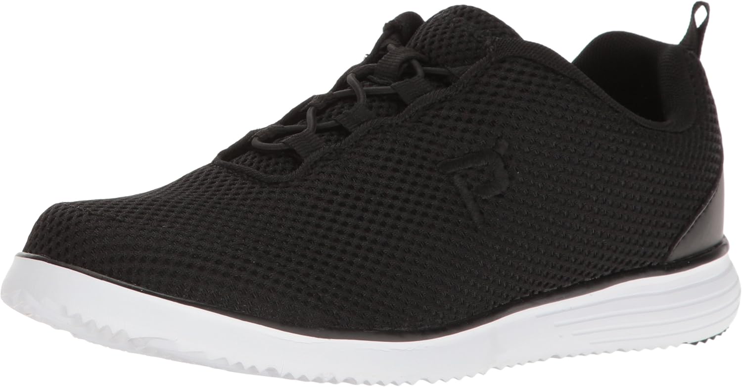Propét Women's TravelFit Prestige Walking Shoe, Black, 6.5 2E US