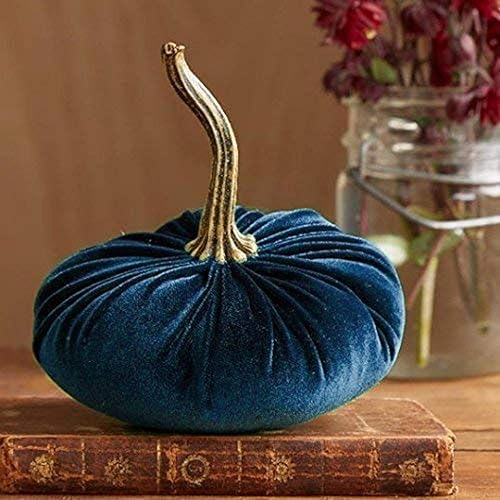 Calabazas de terciopelo para decoración, calabazas rústicas de terciopelo sintético con tallos reales, calabazas de espuma para decoraciones de