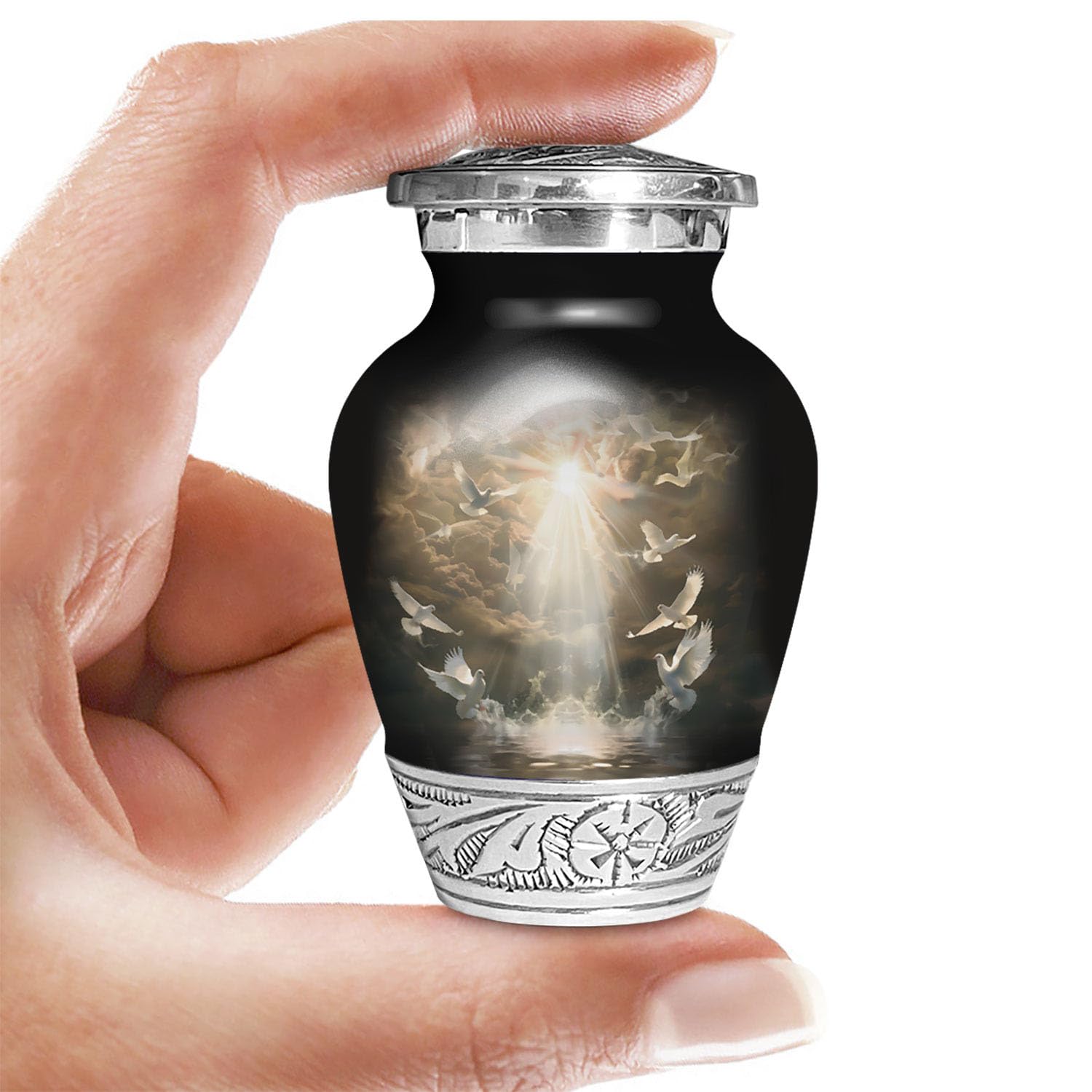 Doves Urn for Human Ashes | Keepsake Handcrafted Funeral Memorial | Decorative Cremation Urn for Women and Men