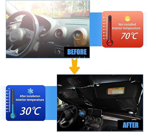 Miniatura 5 de UGSHY Pack-1 Parasol para parabrisas de automóvil, 31 x 55 pulgadas, parasol plegable, repuesto universal de automóvil, para la mayoría de