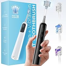 SYNHOPE 60° Oscillating Sonic Toothbrush, 33K RPM Electric Cleaning, 60° Unique Oscillation Amplitude 3 Brush Heads, IPX7 Waterproof, Teeth Whitening & Improves