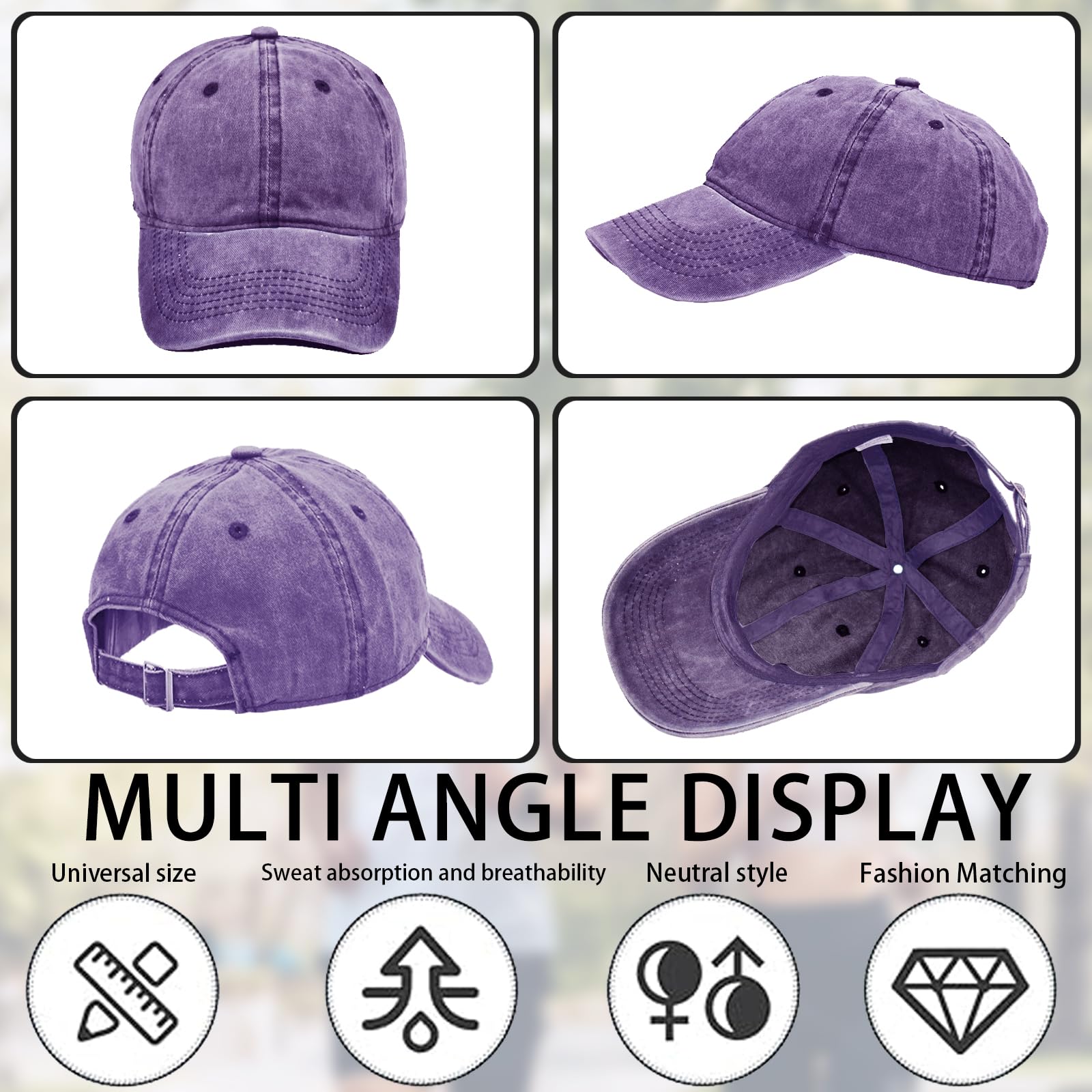 Gorra de Béisbol Lavadas Niños, 100% Cotton, Gorras de Béisbol Unisex para Adj Gorra con Visera y Cierre Ajustable, para Casuales Running Beisbols Tenis Golf, Niños y Niñas de 3-8 Años