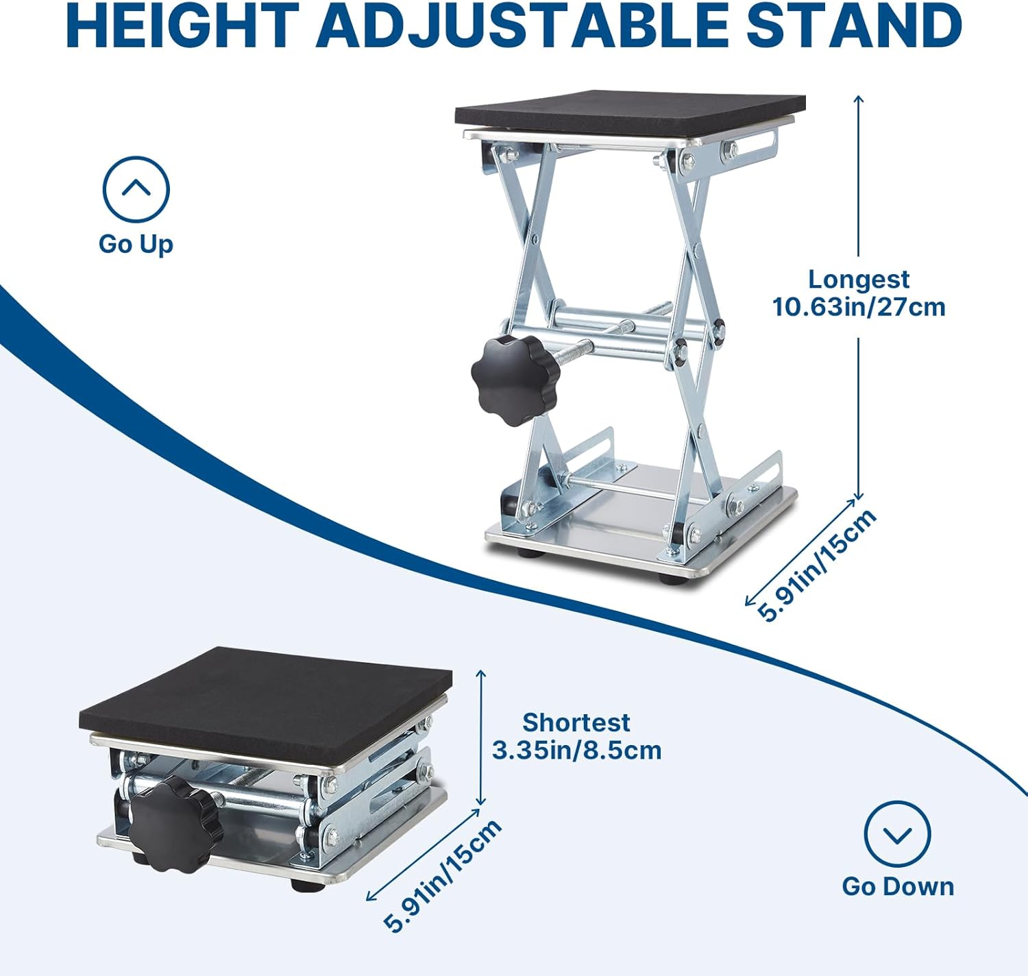 Garbage Disposal Undermount Sink Support, Height Adjustable Undermount Sink Brackets, H:3.35" - 10.63", Stainless Steel & Noise Reduction Shock Absorber Lab Jack, 135lbs, W:5.91"