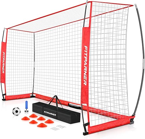 8x6ft,12x6ft Soccer Goals for Backyard,Portable Soccer Goal Training Equipment,Collapsible Metal Base Soccer Net Set,1 Goal +1 Soccer Ball + 6 Cones