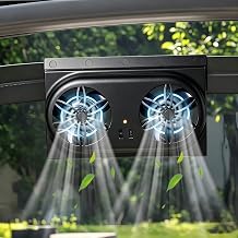 Solar Car Window Exhaust Vent Fan Dual Fan Solar Cooling Ventilator, Black