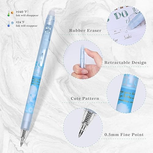 Miniatura 3 de 12 bolígrafos de gel borrables, hacen desaparecer los errores, punta fina de 0.020 in, escritura suave para rompecabezas de planificación, tinta