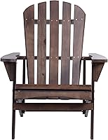 Vista 2 de Silla Adirondack de madera maciza para patio trasero, jardín, césped, porche, color marrón oscuro