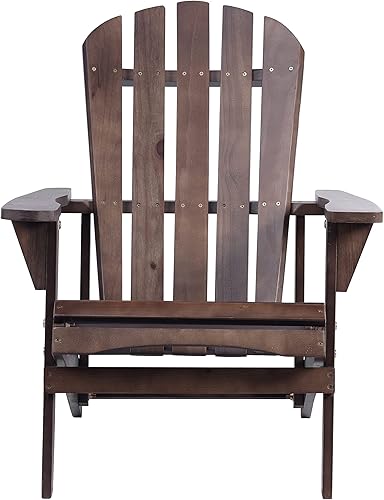 Miniatura 2 de Silla Adirondack de madera maciza para patio trasero, jardín, césped, porche, color marrón oscuro