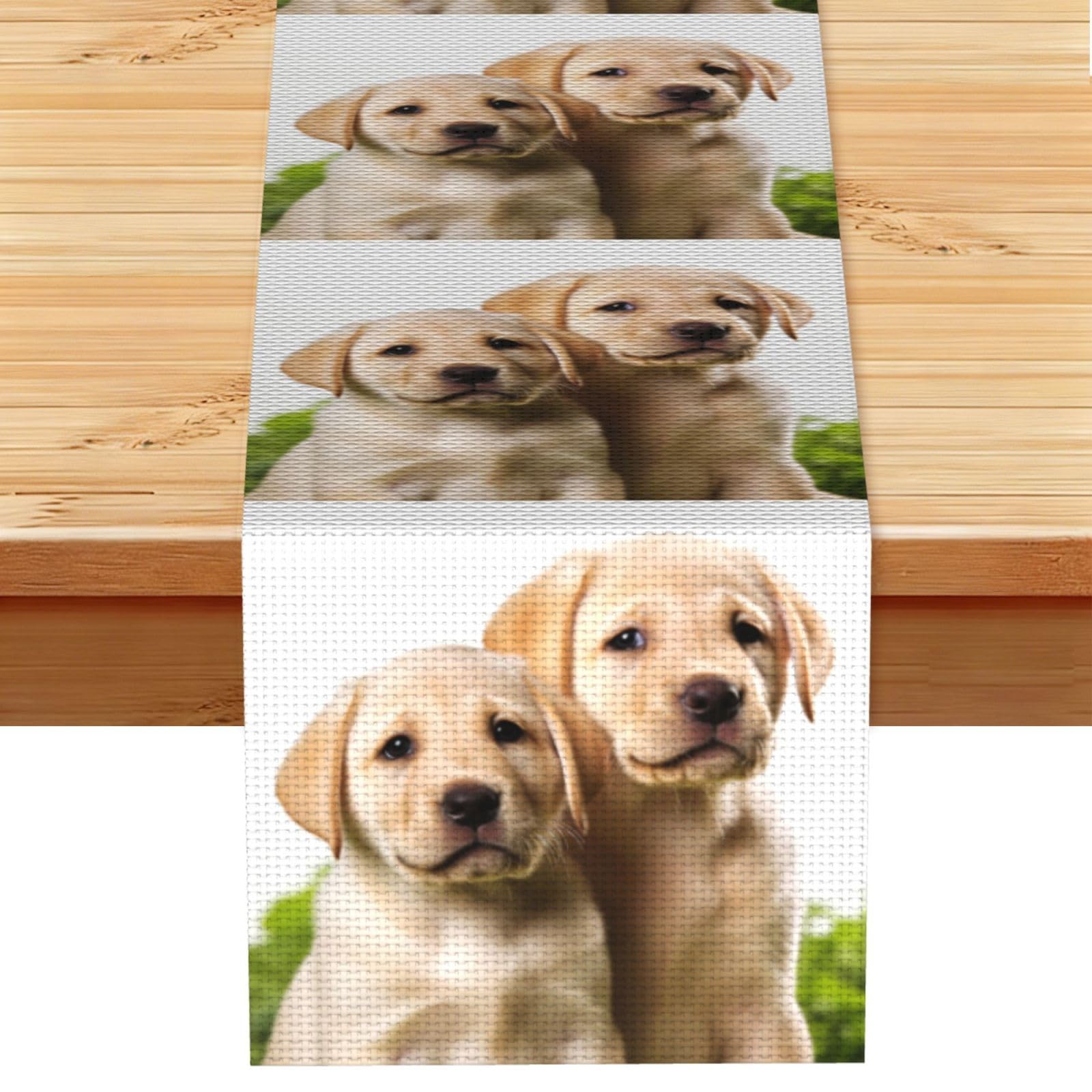 Fodpand Black Rustic Cotton Linen Table Runner, Funny Labrador Puppy Dog Table Runners 13 X 72 Inches, Modern Elegant Farmhouse Tablecloth, Washable Kitchen Dining Table Decoration For Home Party Decor