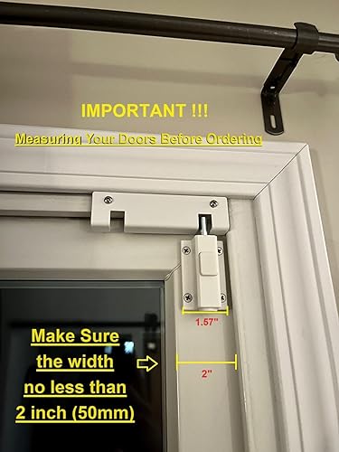 Miniatura 3 de Paquete de 2 cerraduras de seguridad para puertas correderas, cerradura de puerta corrediza de patio para puertas de vidrio, cerraduras de pie de