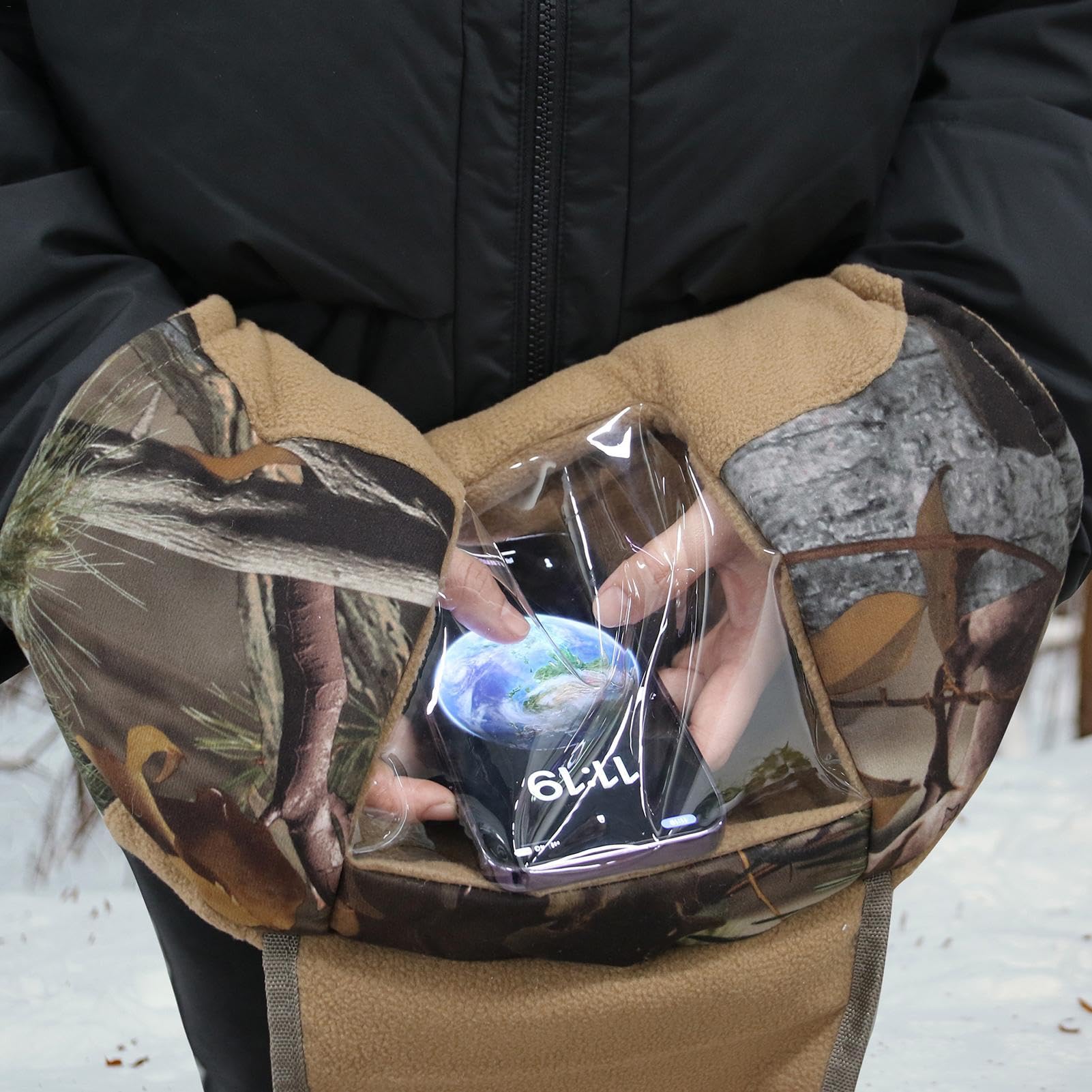Camo Jagdbauchtasche Mit Handwärmer – Wasserdichte Taillentasche, 33x20x8 Cm, Mit 2 Verstellbaren Gurten Für Outdoor