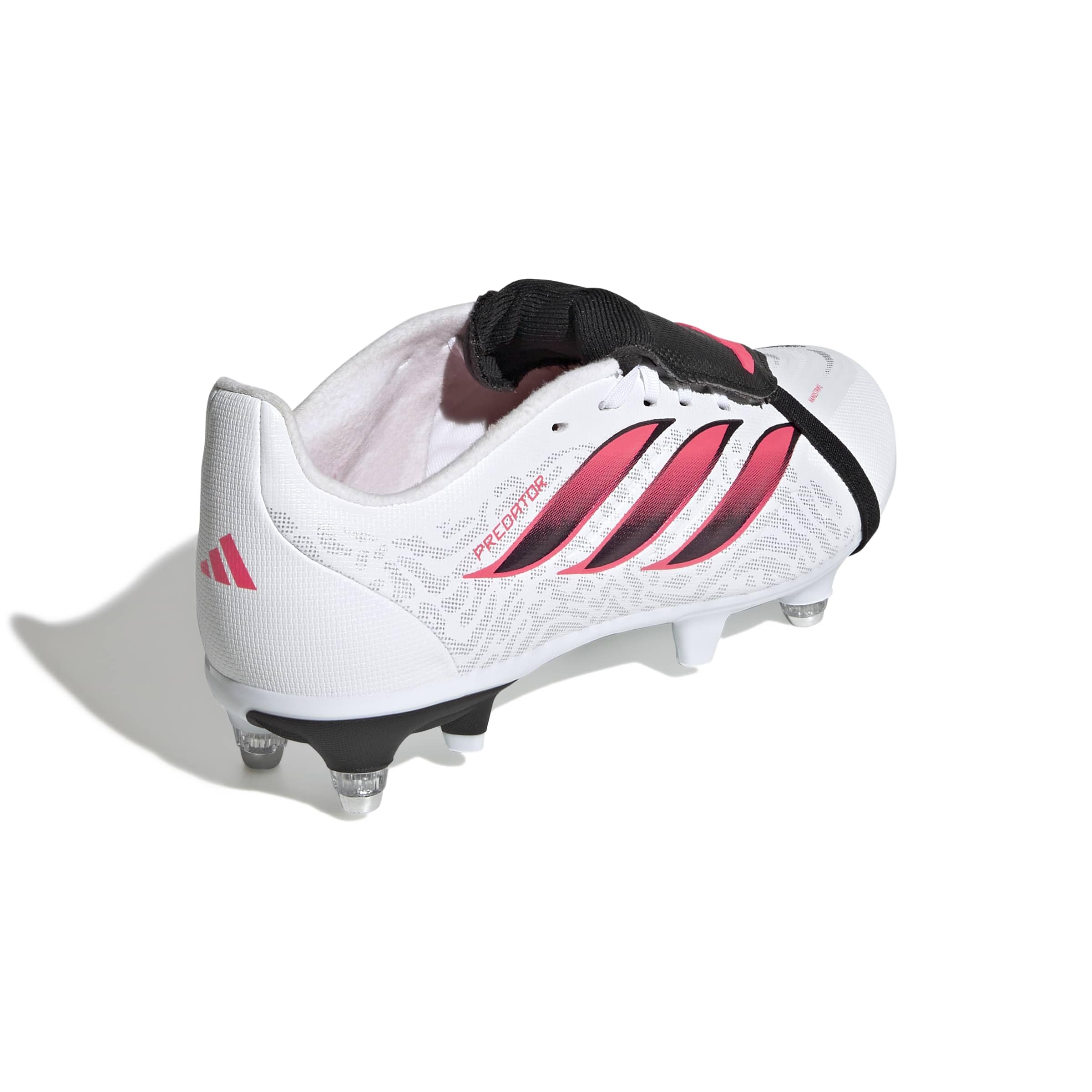 Adidas Unisex - Bambini e Ragazzi Predator League Fold- Over Tongue Soft Ground Football Boots Kids Shoes, Ftwr White/Solar Turbo/Core Black