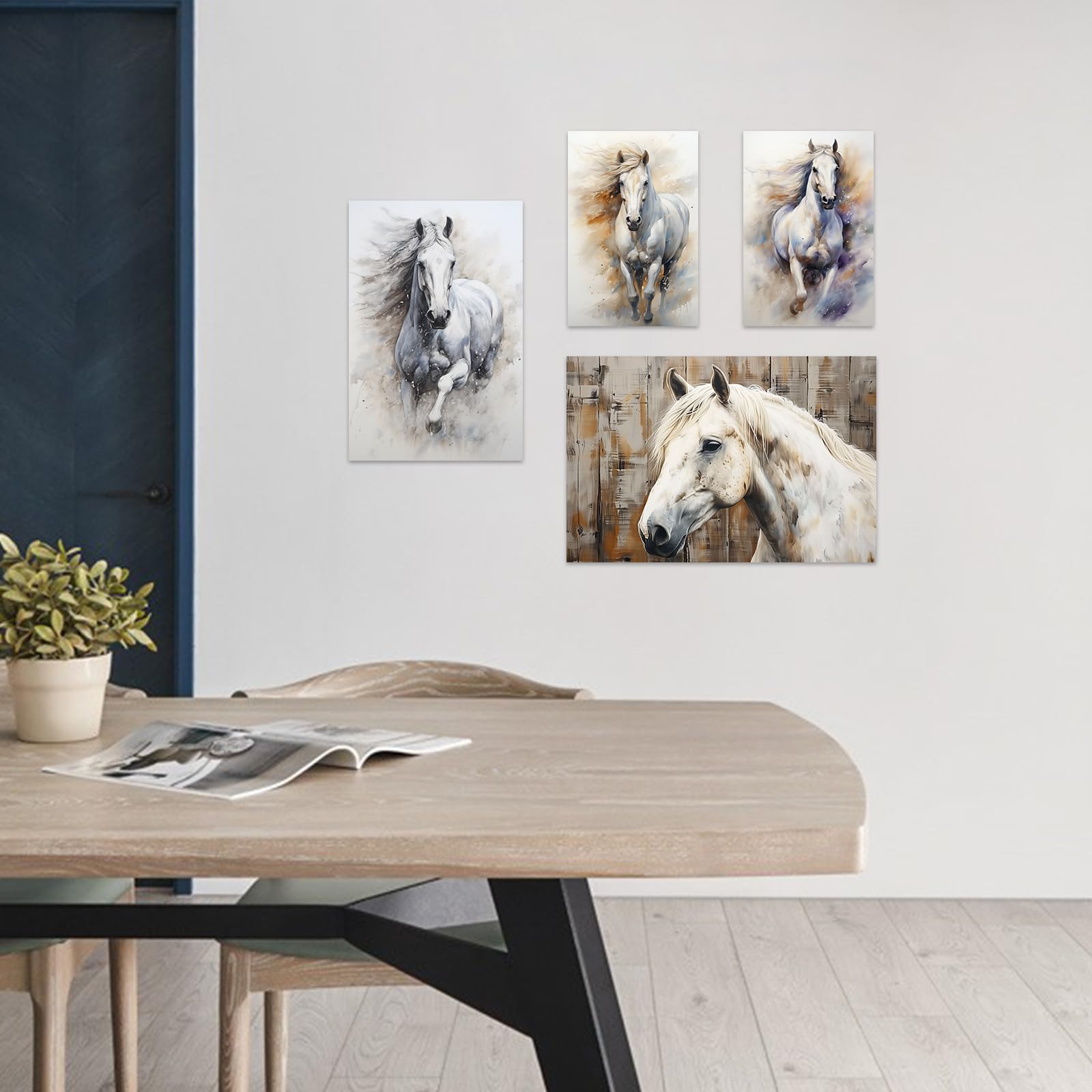 CCWACPP Pferde Leinwanddruck - Western Pferdebild 70x105cm Gerahmt