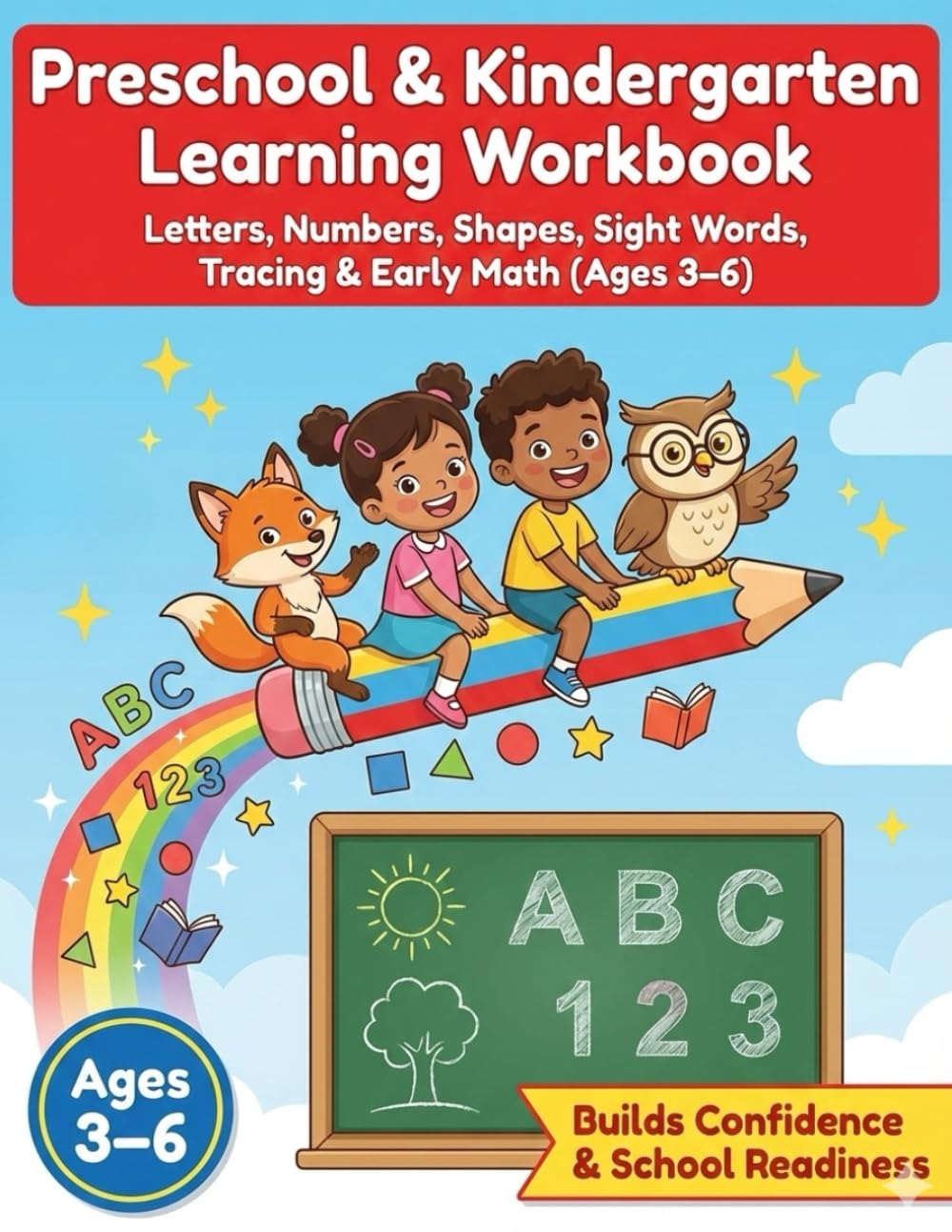 Preschool & Kindergarten Learning Workbook: Letters, Numbers, Shapes, Sight Words, Tracing, Patterns & Early Math (Ages 3–6)
