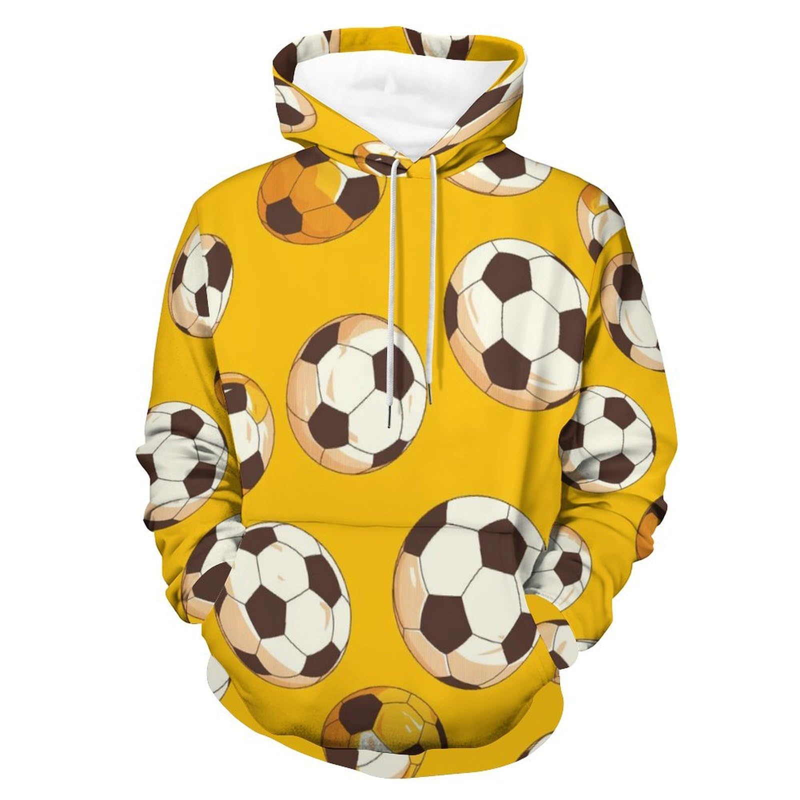 Ballon de football sweatshirt jaune taille S pull à capuche manches longues - 8