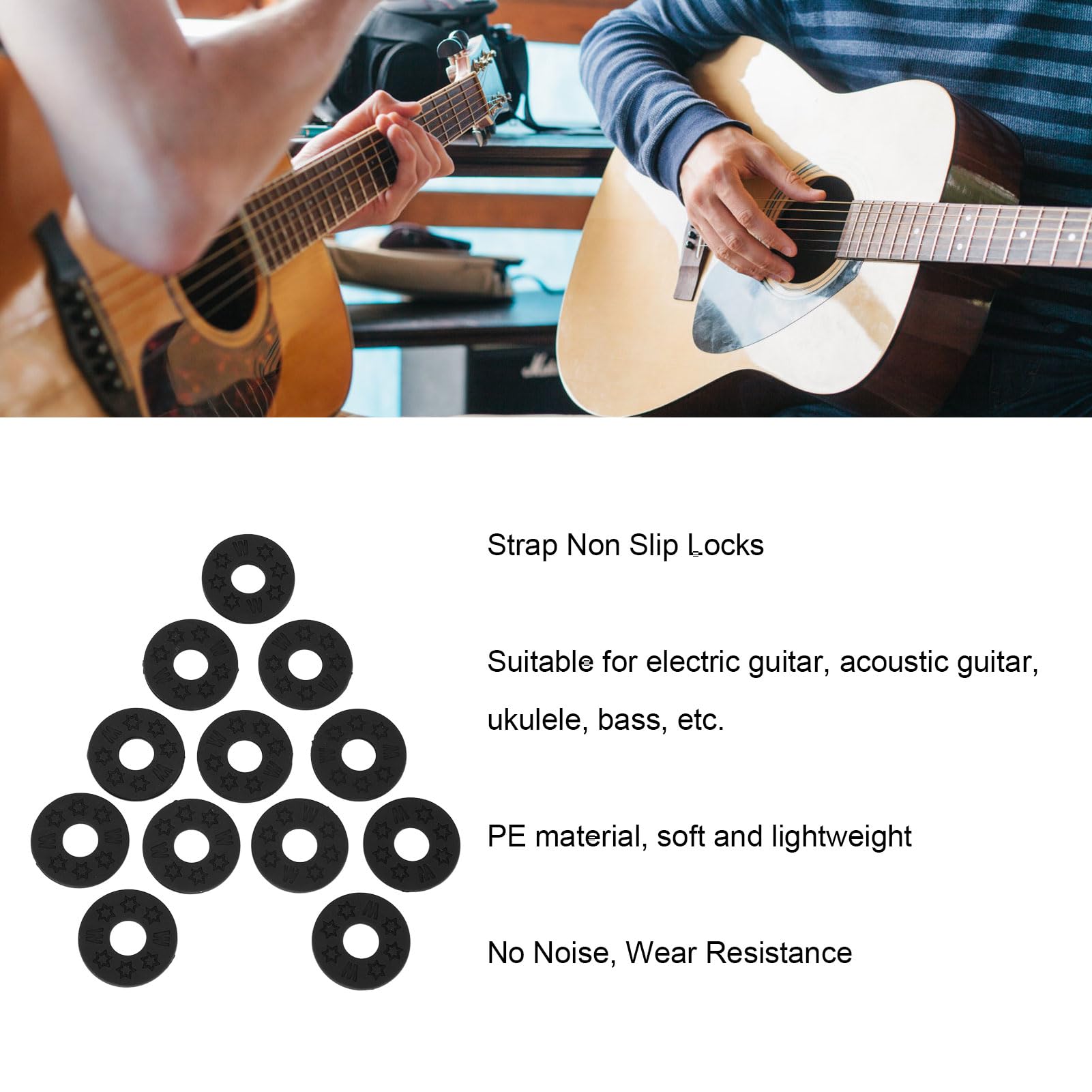 20 Lucchetti Per Tracolla Chitarra - In Gomma Antiscivolo, Multicolore - Foto 7