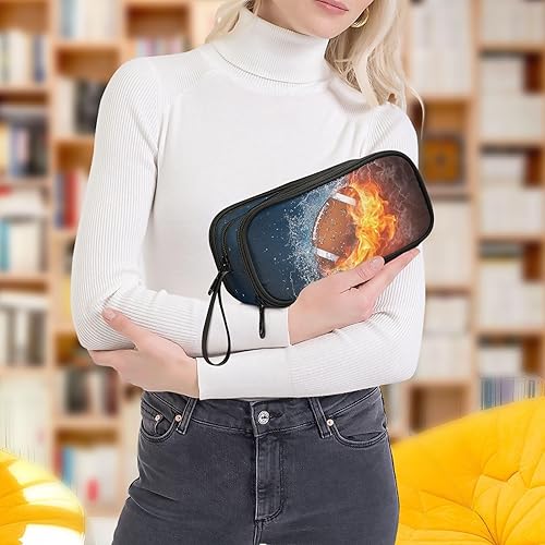 Vista 230 de Estuche para lápices de fútbol y fútbol, estuche grande para lápices para niños y niñas, compartimentos con cremallera, gran capacidad, papelería