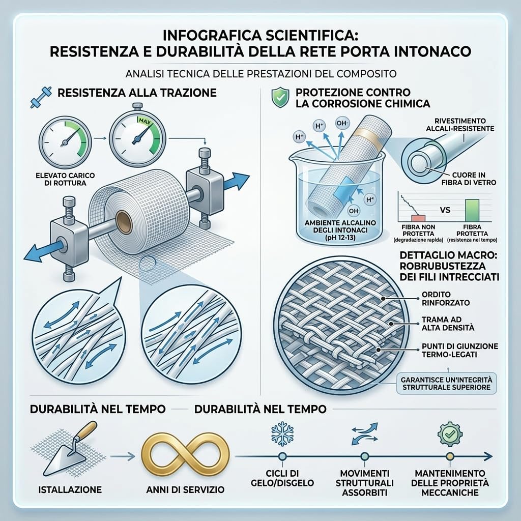 MAKA Rete Porta Intonaco in Fibra di Vetro 1x50 m 78 g/m² Bianca, Rete Anticrepe per Rasature, Intonaci Interni ed Esterni, Consolidamento Superfici e Ristrutturazioni