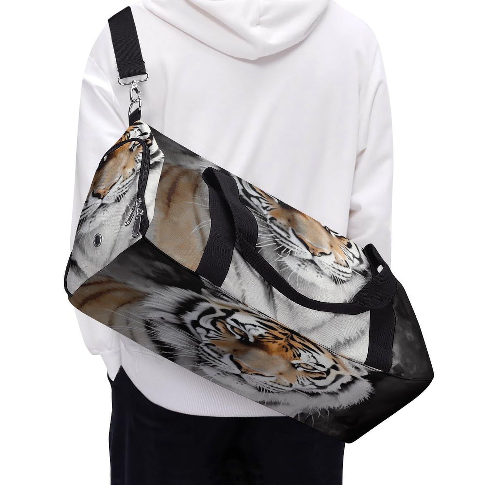 Turnbeutel für Damen und Herren, Tiger-Druck, wiederverwendbarer Turnbeutel, Turnbeutel mit Schuhfach, Stil, Einheitsgröße, modern, Stil:, Einheitsgröße, Modern