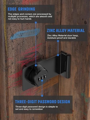 Miniatura 6 de Cerraduras de cerradura de contraseña para gabinete, cerradura de puerta de granero de 90 grados, cerradura de combinación de seguridad para el