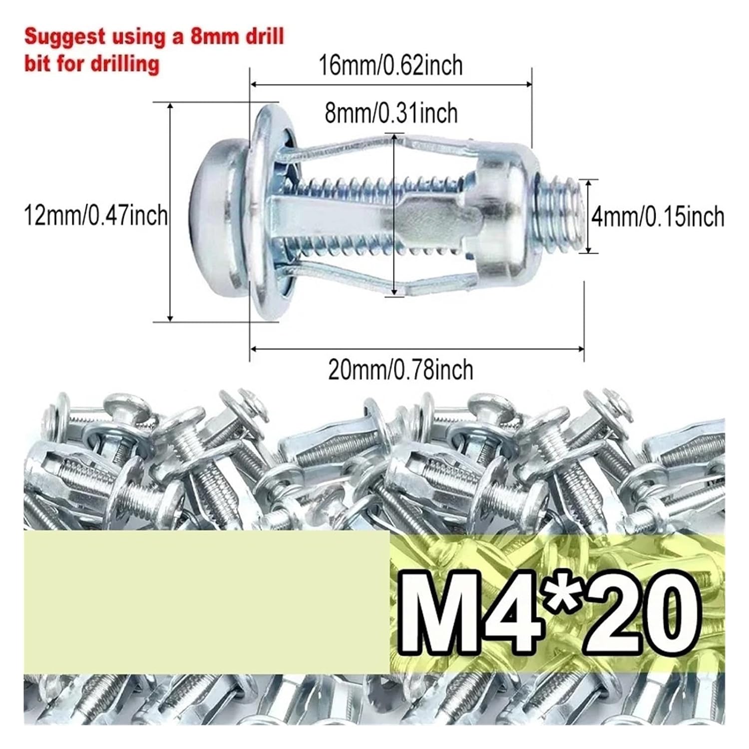 Hollow Door Anchors and Screws Hollow Door Anchors 100pcs Petal Screw Jack Nuts Expansion Plugs for Curtain Clamp Rivet Lock Bolt Board Wall Fasteners(M4)