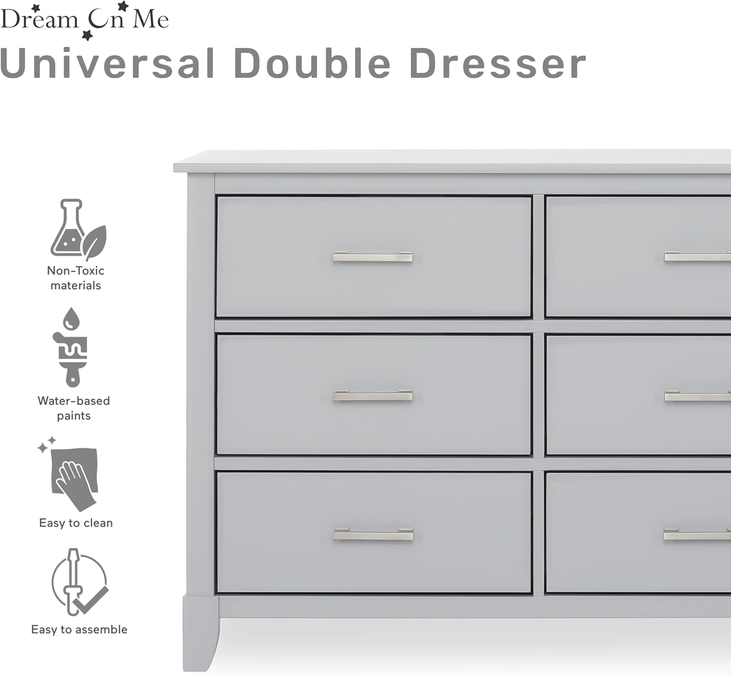 Dream On Me Cleo Double Dresser in Pebble Grey