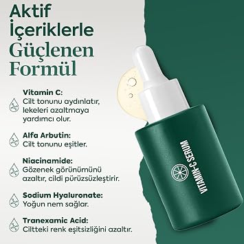 Vitamin-C Serum | Cilt Tonu Eşitleyen | Leke Karşıtı | Aydınlatıcı | Cilt Bakım Serumu | 30 ml