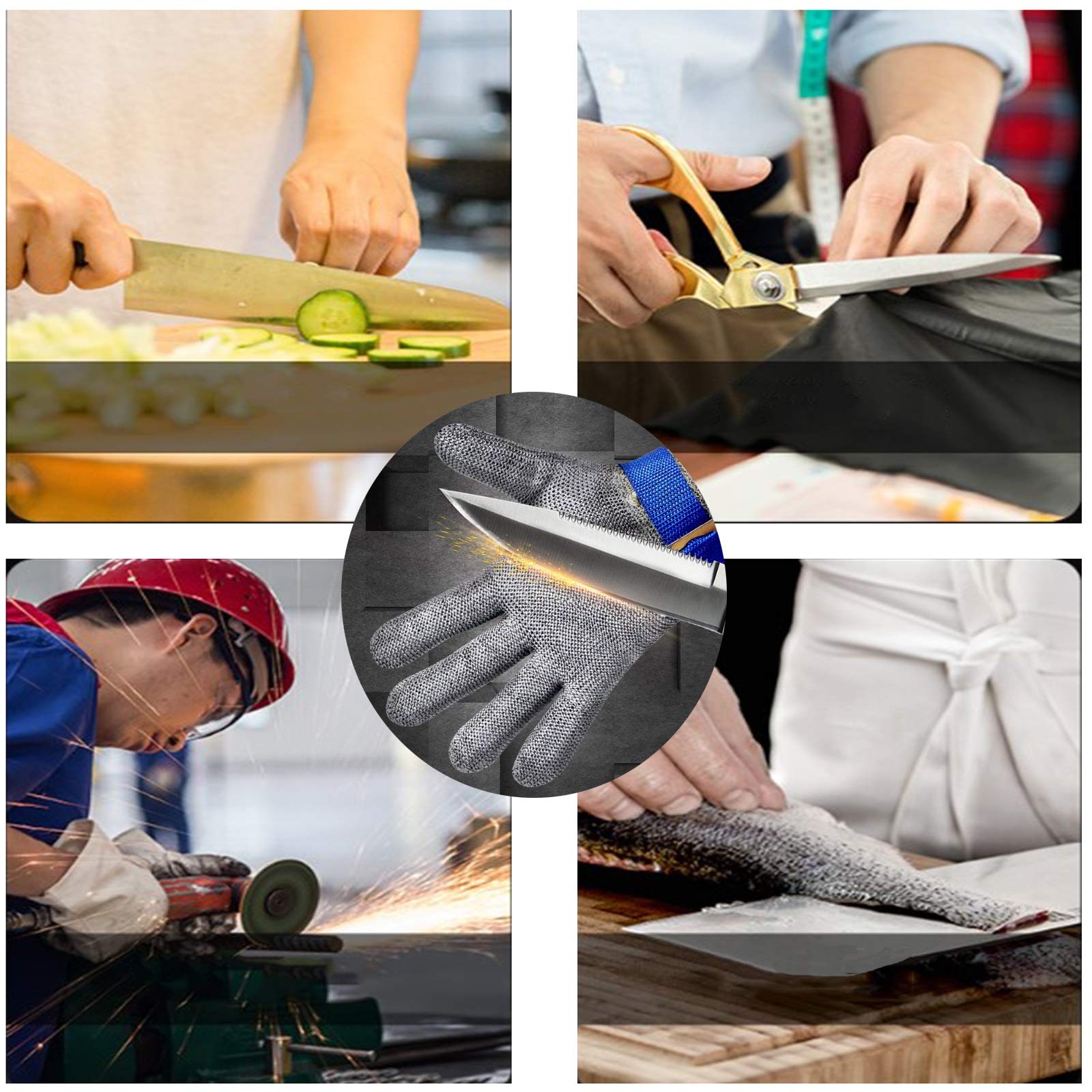 Guantes anticorte Guantes de acero 316L resistentes a cortes, guantes de trabajo de seguridad con protección de nivel 5, utilizados para protección de corte de carne en hogares y restaurantes (ta