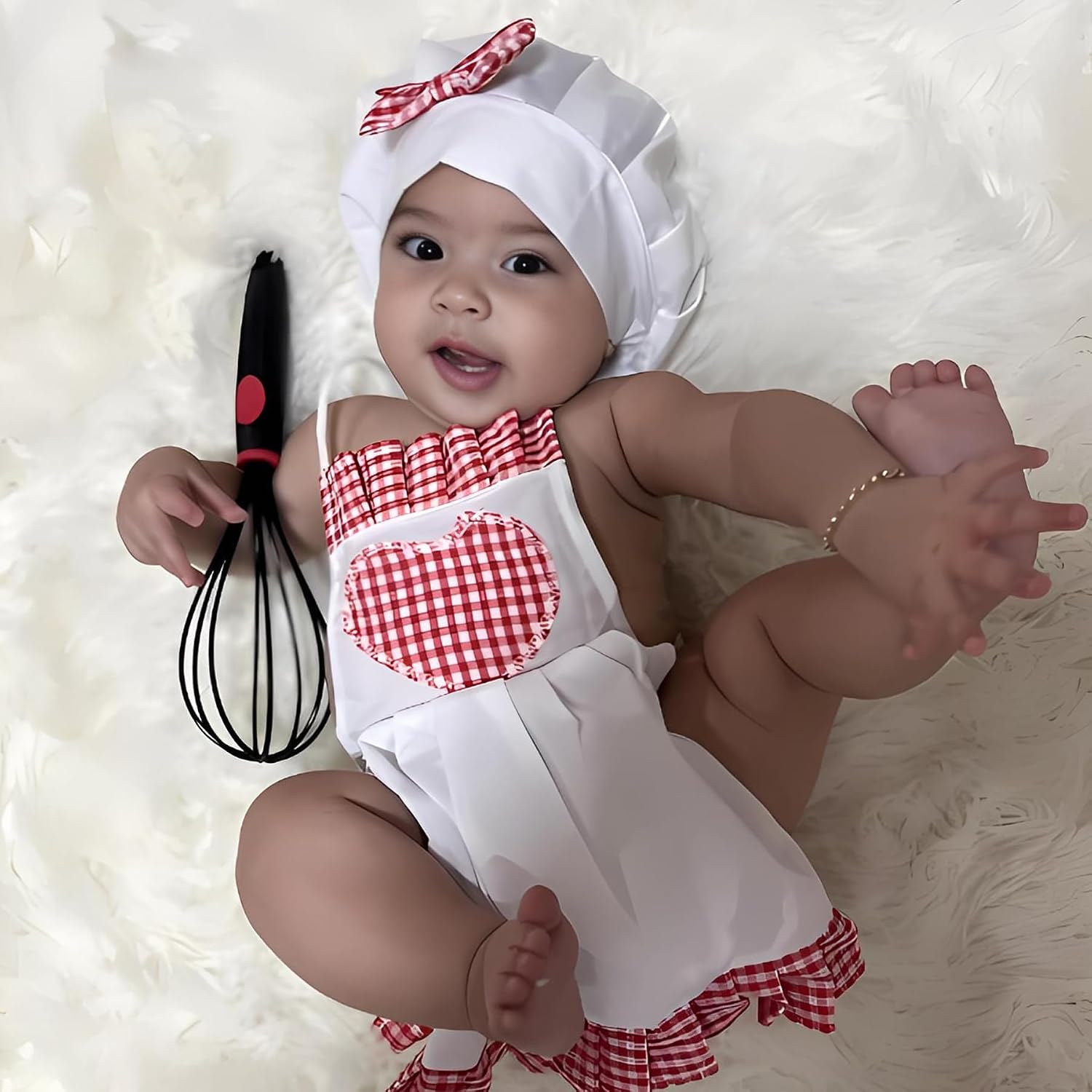 Jastore Newborn Photography Prop Baby Chef Outfits Baby Photo Outfit Baby Chef Costume Chef Hat Apron