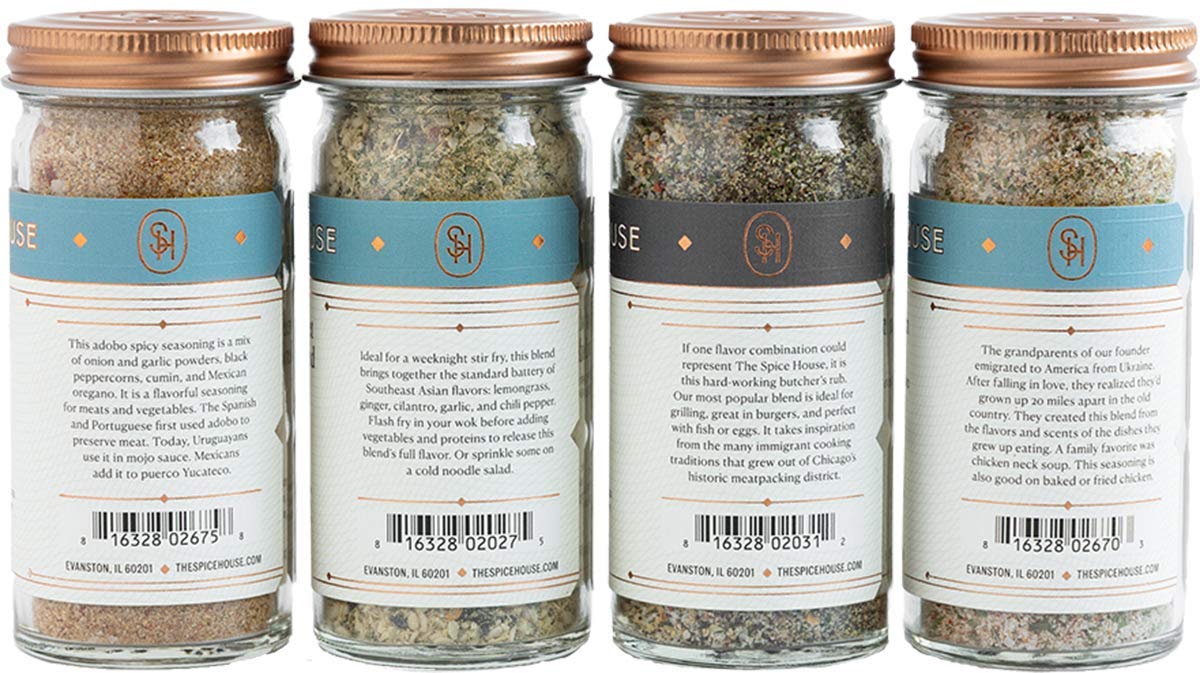 The Spice House - Back of the Yards Collection - 4 Count - ½ Cup Each - Sealed Display Jars - All-Purpose Seasonings, Spice Blends, Rubs - Ideal for Cooks of All Levels