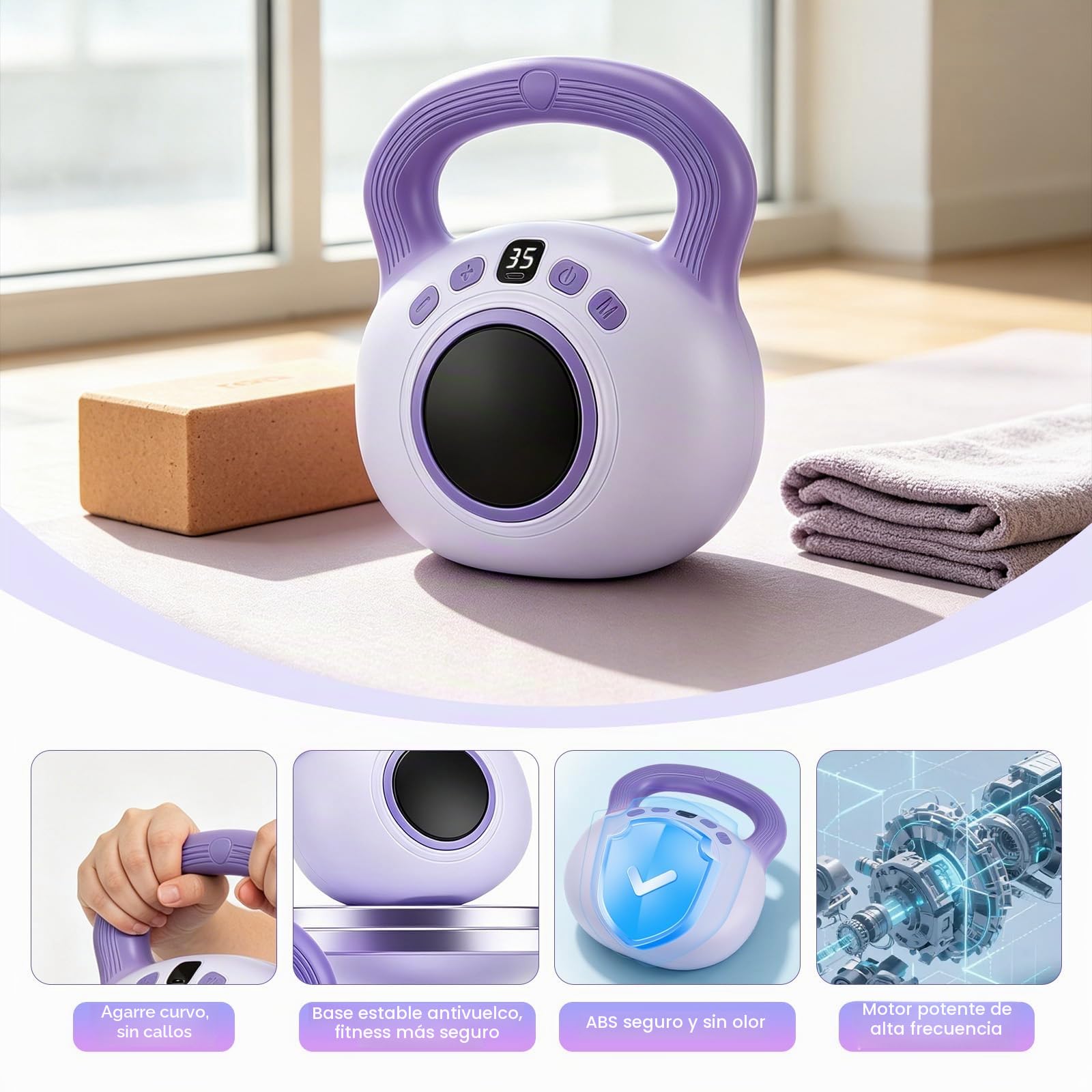 Pesa Vibratoria Eléctrica 9 en 1 de 1,4kg para Mujer, 35 Niveles Ajustables con Pantalla LCD, Quema Grasa, Moldeado Corporal, Drenaje Linfático y Mejora Circulación, Entrenamiento en Casa