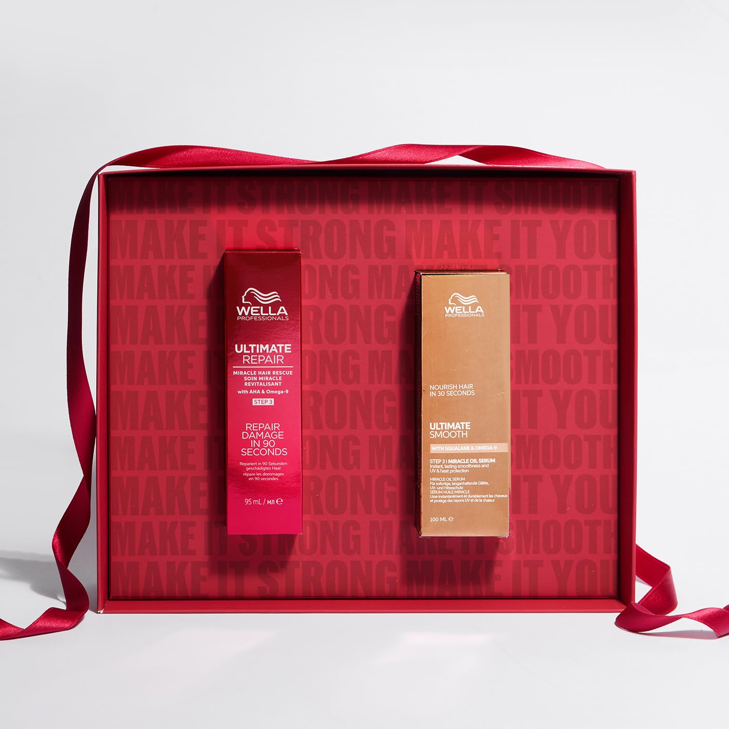 Wella Professionals Utimate Duo - Repair e Smooth - Cofanetto Natalizio – Miracle Hair Rescue & Miracle Oil Serum – Riparazione e Morbidezza - Disciplina con Squalano, AHA e Omega‑9 (95 + 100 ml)