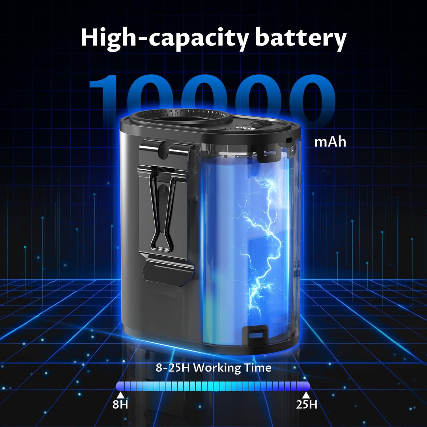 BREEZOME Portable Waist Fan 10000mAh Rechargeable with 20000RPM Stepless Speed, Powerful Airflow Belt Fan, 25H Personal Cooling Fan, LED Display, Wearable Shirt Fan for Outdoor Camping Worksite