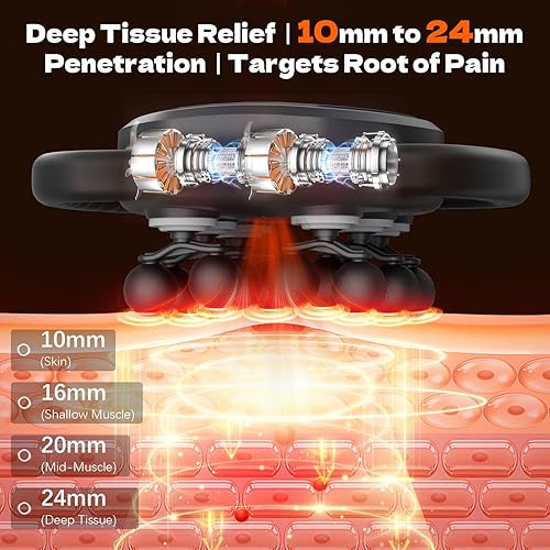 Miniatura 9 de Pistola de masaje de 12 cabezales para tejido profundo, herramienta masajeadora eléctrica con 9 niveles y 9 modos, masajeador inalámbrico para