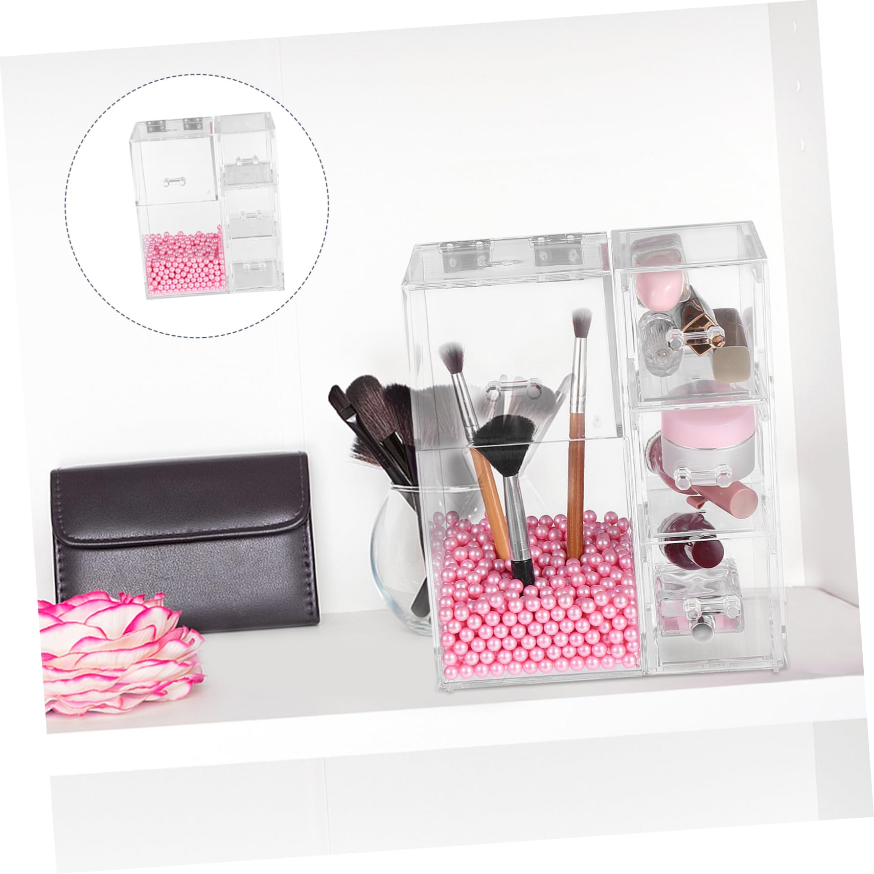 Healeved Boîte De Rangement De Pinceaux De Maquillage Voyage Maquillage Porte-Pinceau De Voyage Tasse Pinceau De Maquillage Tasse Rehausseur De Cheveux Pad Portable Organisateur De