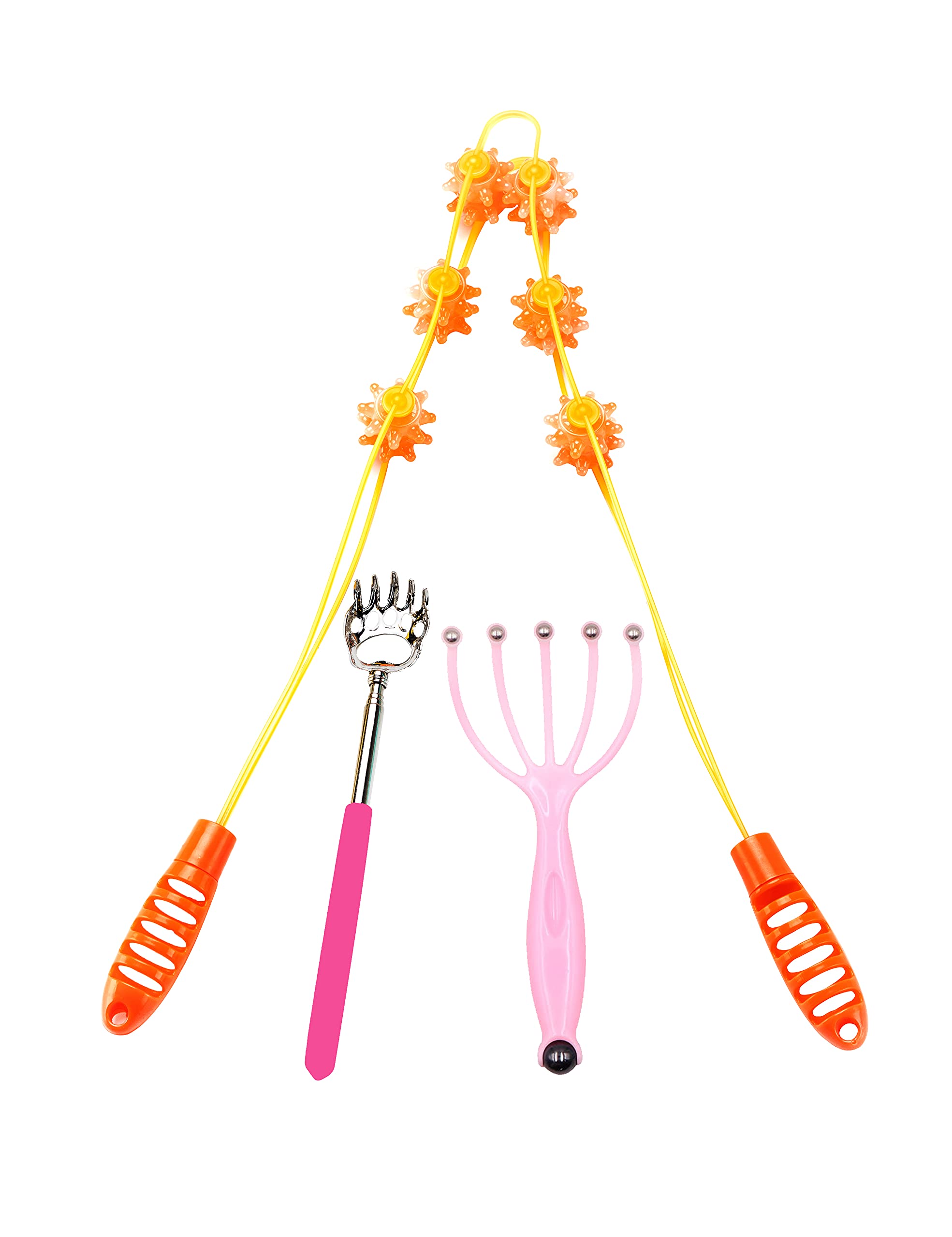 Health 3 Piece Set Include Portable extendable Back Scratcher, Bear Claw Telescoping Back Scratcher.Scalp Head Eyes Massager Massage