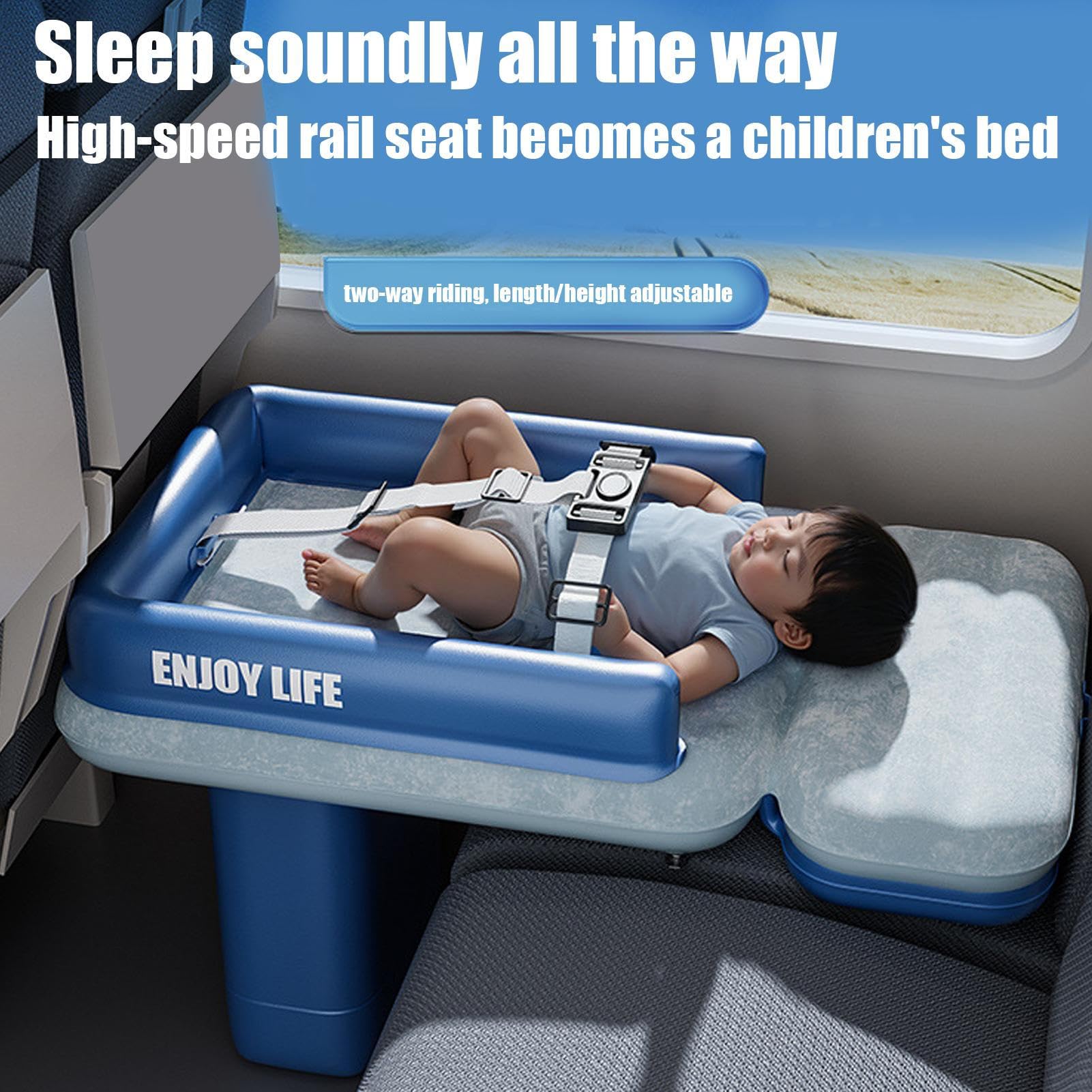 Kleines Flugzeugbett Tragbar, weich und faltbar | Aufblasbares Reisebett für Kinder für Flugreisen, Camping, Hotel, Kita, Autositz, Bahnfahrten, , , Autofahrten, Roadtrips,