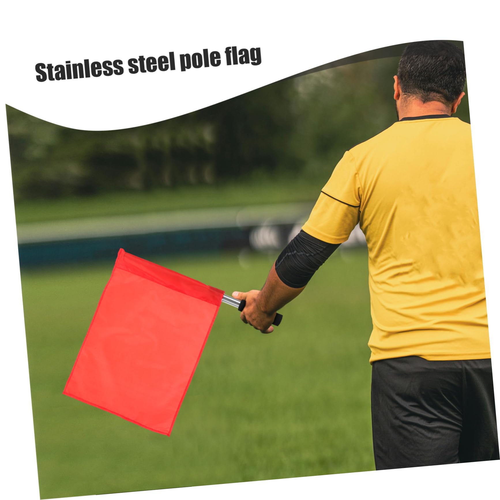 DECOMELODY Relay Flags 4pcs Red Stainless Steel Pole Referee Flags Match Referee Flag Hand Signal
