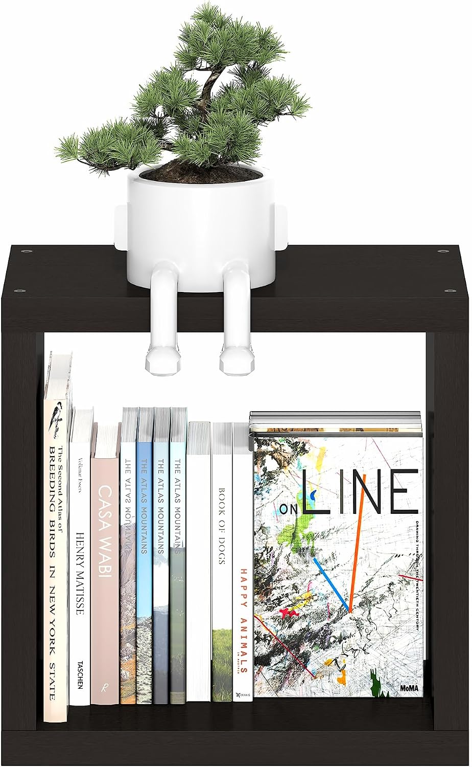 Furinno Cubicle Floating Shelves for Wall, Cube Wall Shelf, Extra Thick Wall Mounted Book Shelf, Single Cube, 16" x 16" x 9.8", for Bathroom, Bedroom, Living Room, Black Dark Oak