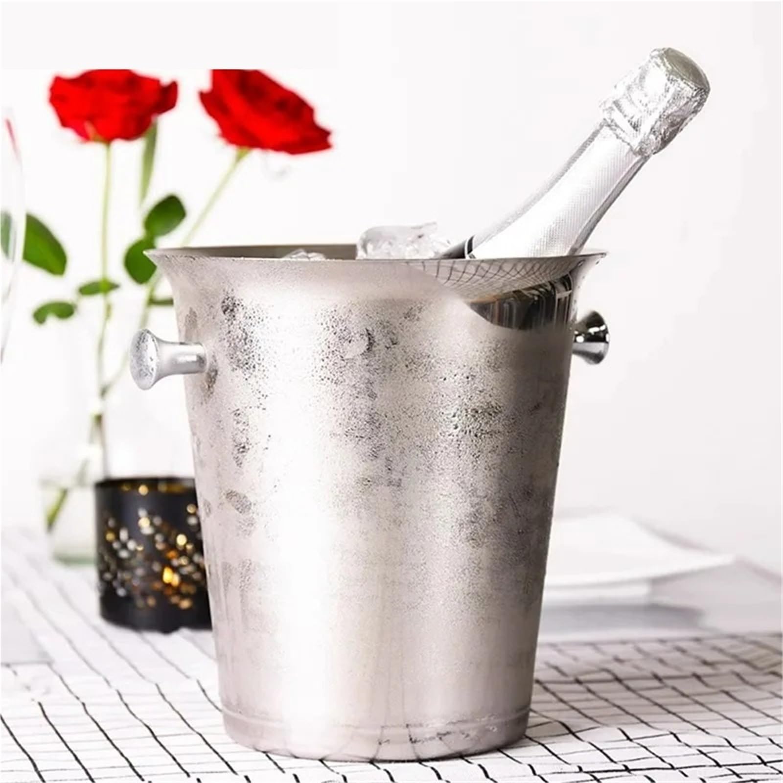 Edelstahl-Eiskübel, Wein-Eiskübel, großer Eis-Wein-Eimer, Champagner-Eimer, Bar-Zubehör für Garten-Party(Gold)