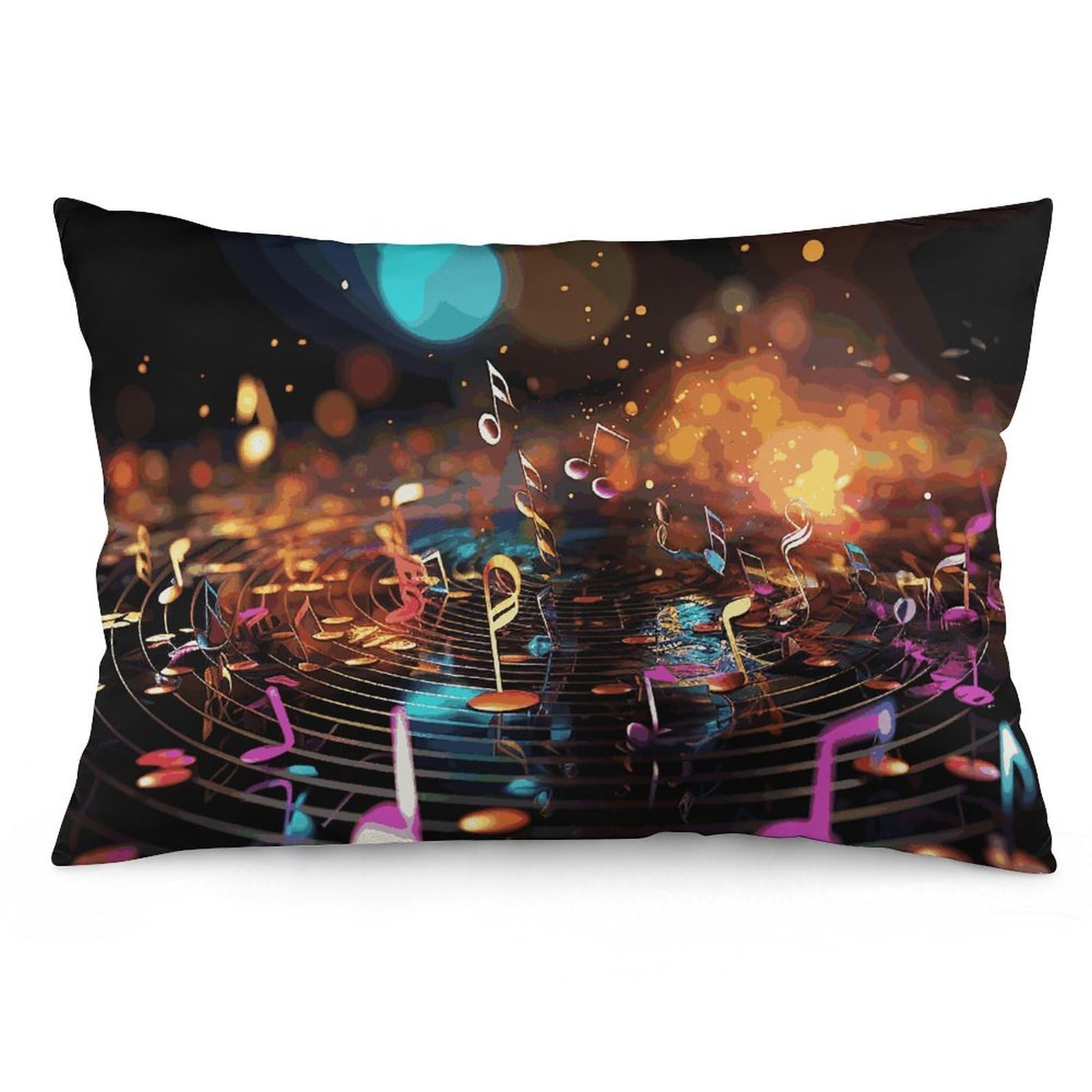 2 Pack Pillow Cases for Hair and Skin, Soft Breathable Pillow Case Covers with Hidden Zipper, Colorful Music Notes Pillowcase 12 "x20 Pillow Covers for Sleeping Gift