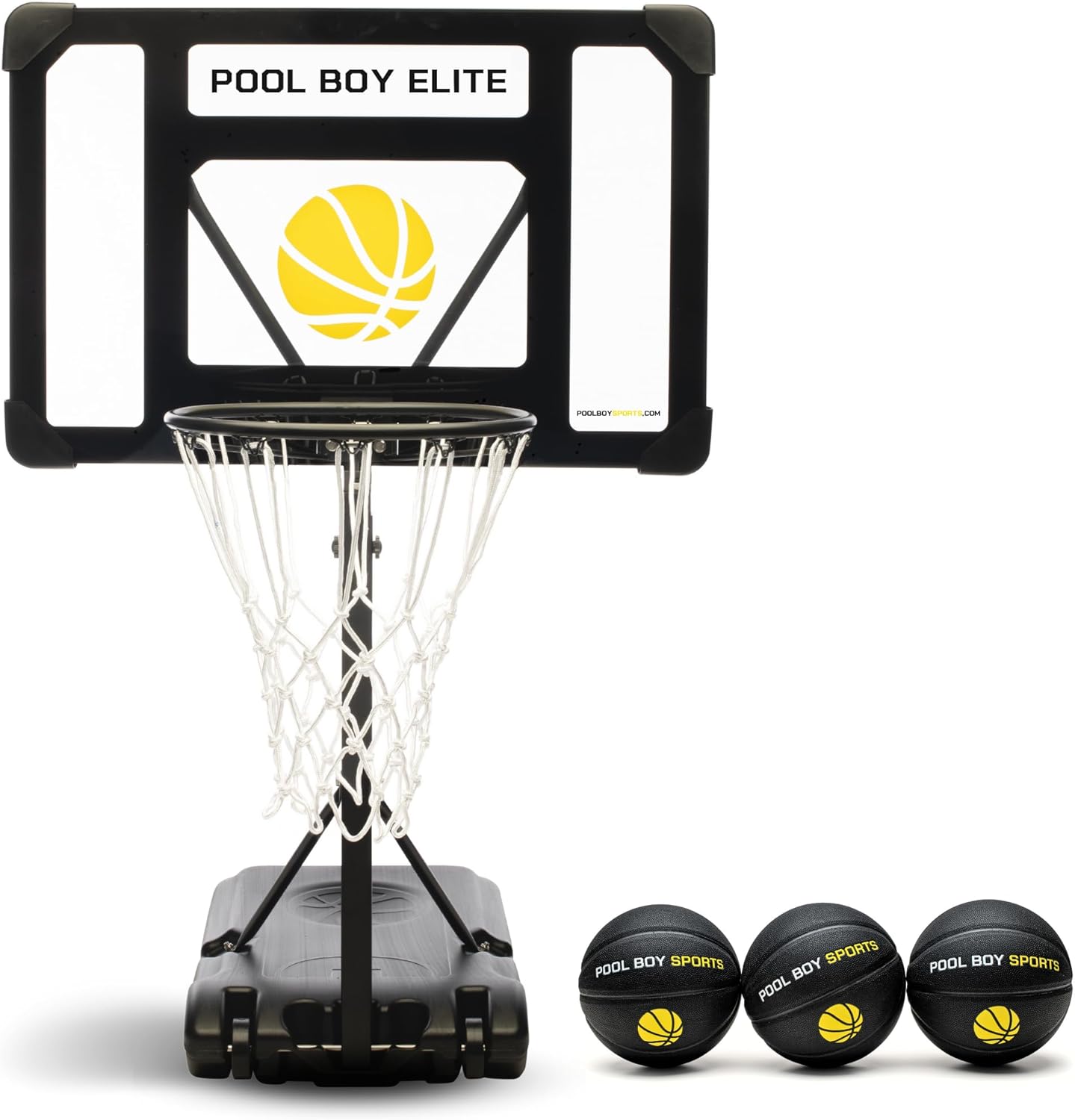 Pool Basketball Hoop - Set Includes 3X Composite Leather Basketballs, Air Pump, & Tools - Adjustable Poolside Basketball Hoop - Made for Kids, Teens, & Adults