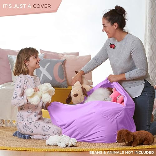 Miniatura 128 de Aubliss - Funda para organizar juguetes de felpa, se convierte en un puf cuando se rellena Se convierte en un puf para niños cuando está lleno. Aqua