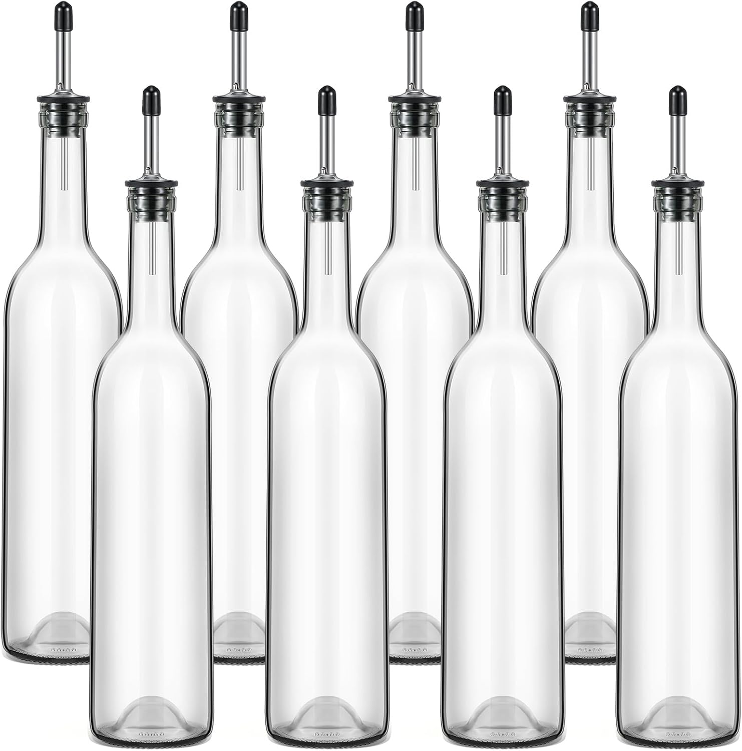 Maxdot 8 Pcs Long Neck Bottle with Pourer 750ml Glass Liquor Bottle juice Pour Bottles Syrup Bottles Glass for Home Wine Liquor Juice Making Wedding Anniversary Party