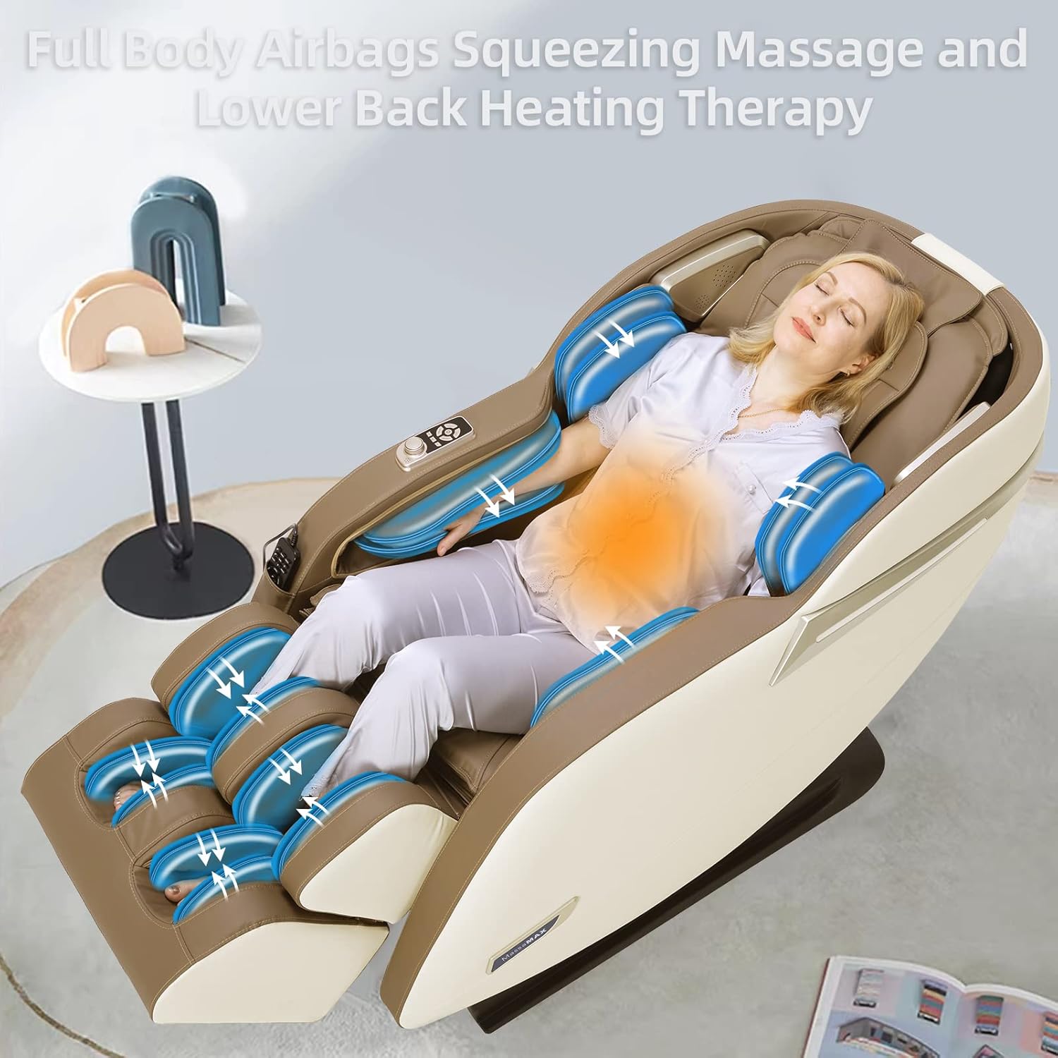 MassaMAX Full Body Massage Chair, Zero Gravity Recliner with Yoga Stretch, SL Track, Airbags, Heating, and Foot Massage : Beauty & Personal Care