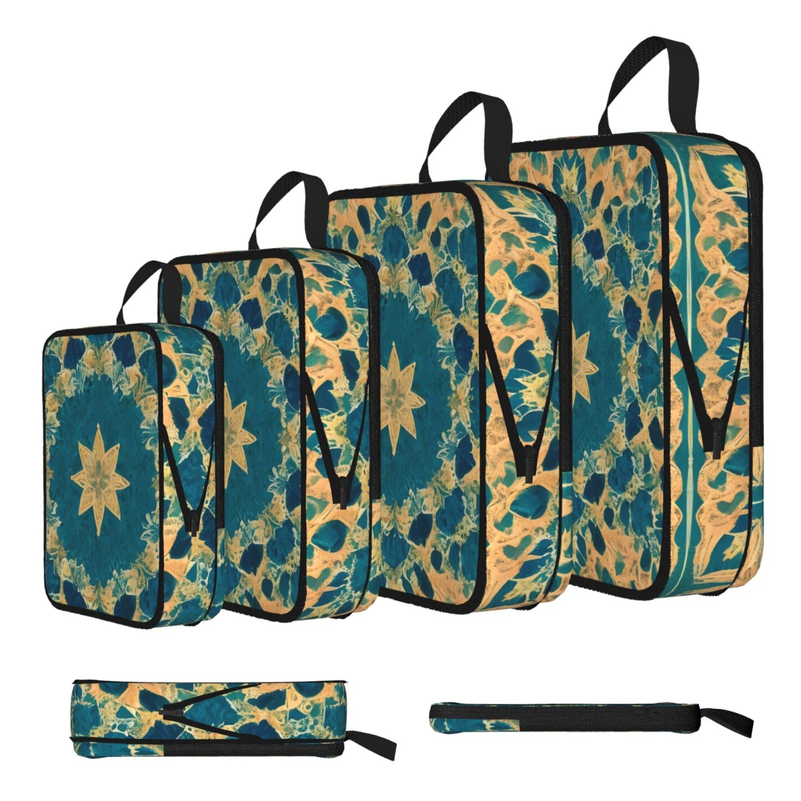 Sxzvvbn Black Quadrangle Pattern Compression Packing Cubes 4 Piece Set