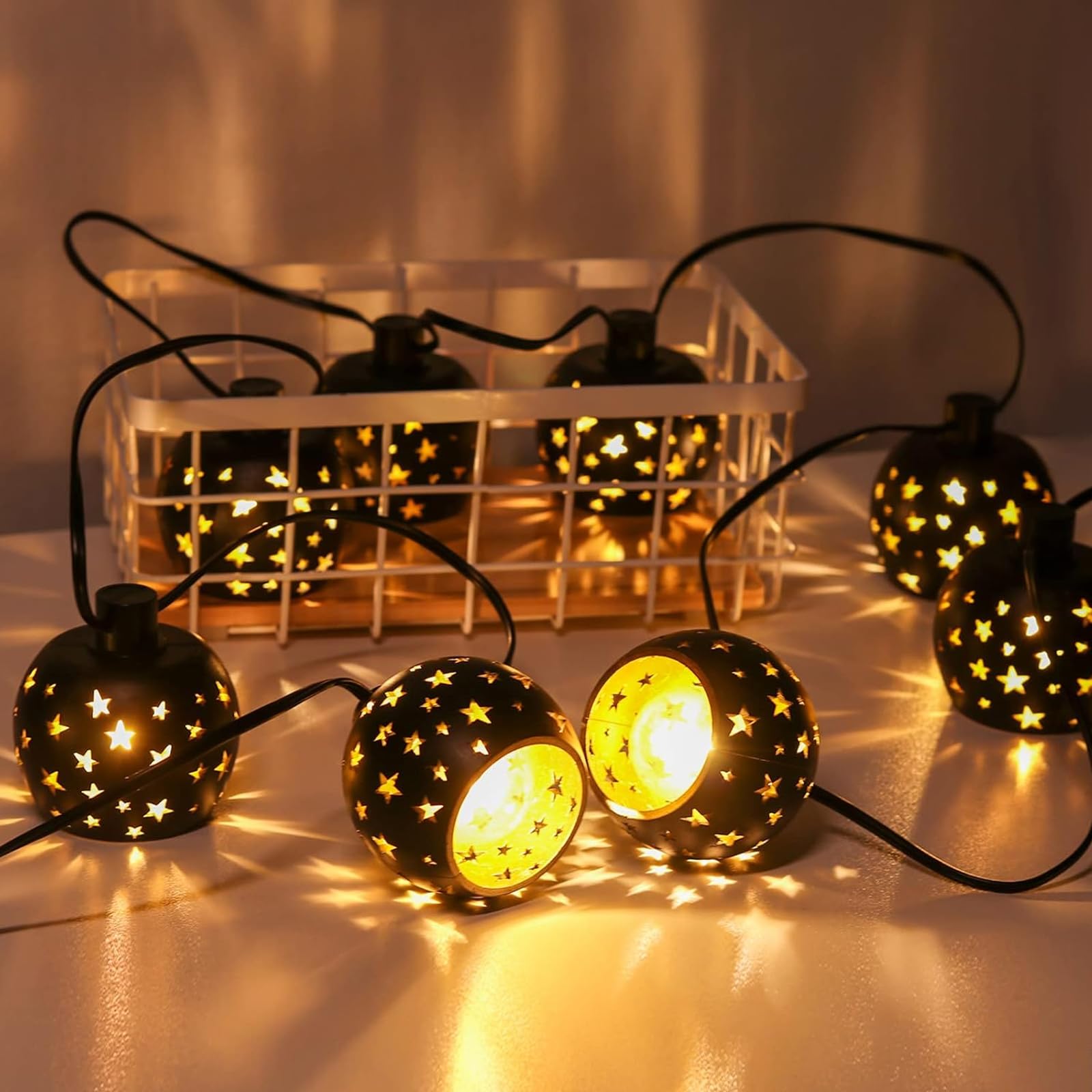 Vigdur Lantern String Lights, Star String Lights Plug in with 10