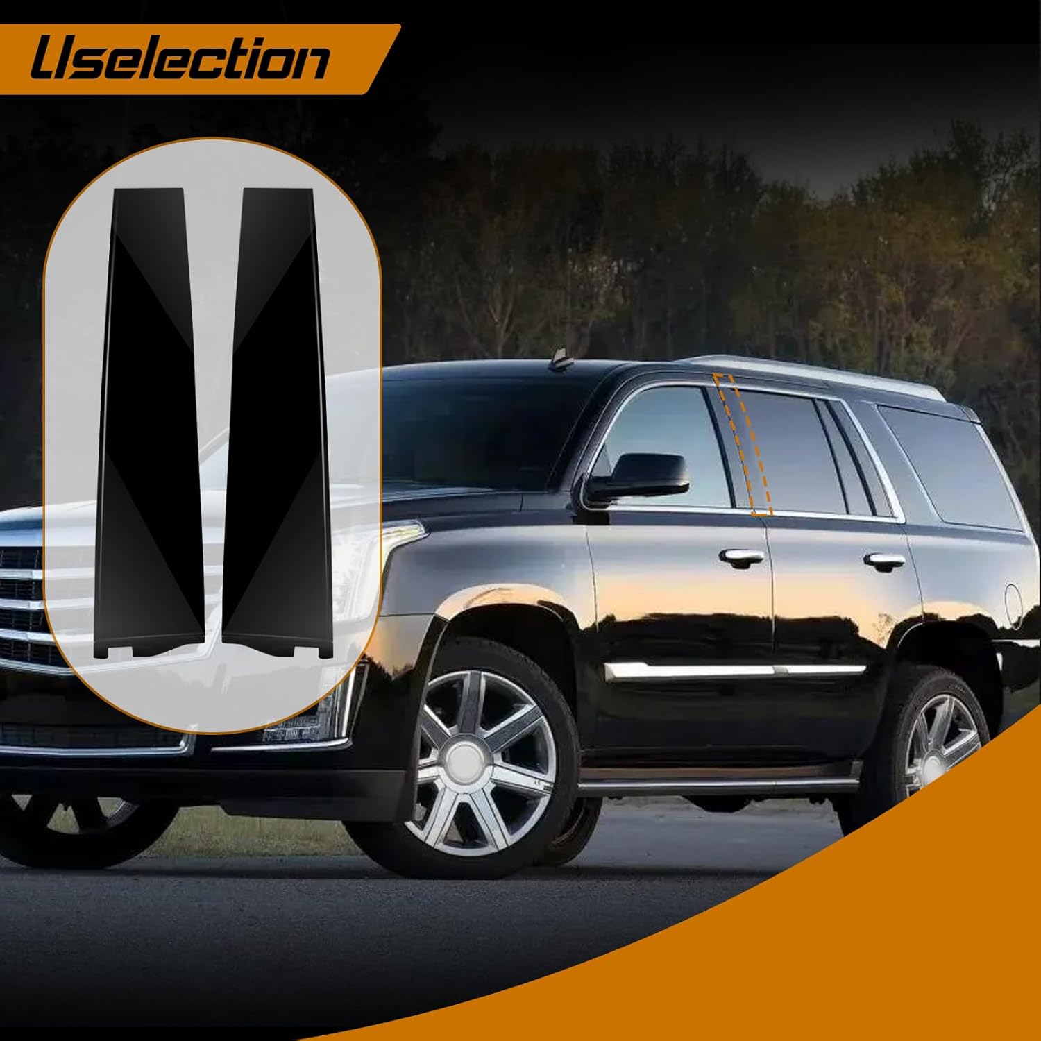 B-Pillar Trim Molding (Pair), Compatible with 2015-2018 Chevy Suburban/Tahoe, GMC Yukon, Cadillac Escalade, Rear Door Driver & Passenger Side Forward Door Applique, Window Moulding (926-243 926-244)